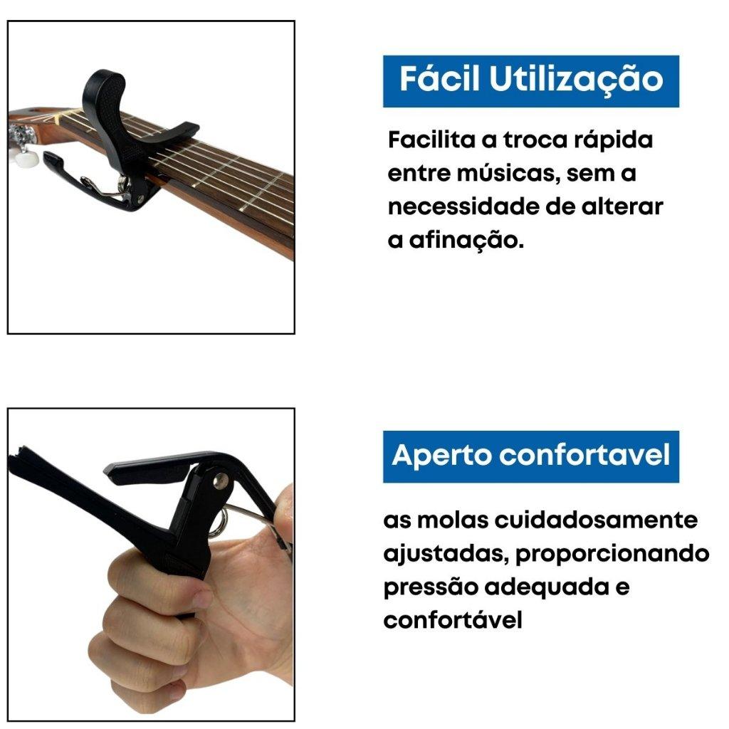 Capotraste Braçadeira Violão Guitarra Ukulele Bravo Ba101 Metal Com Mola