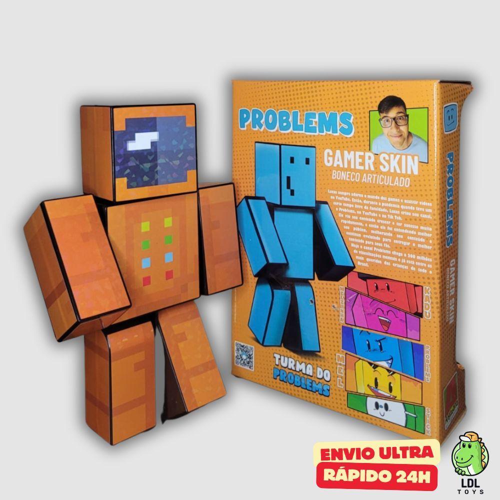 Boneco 25cm Gamer Skin Articulado Zoom Turma Do Problems 3 Chaveiros Youtuber Algazarra