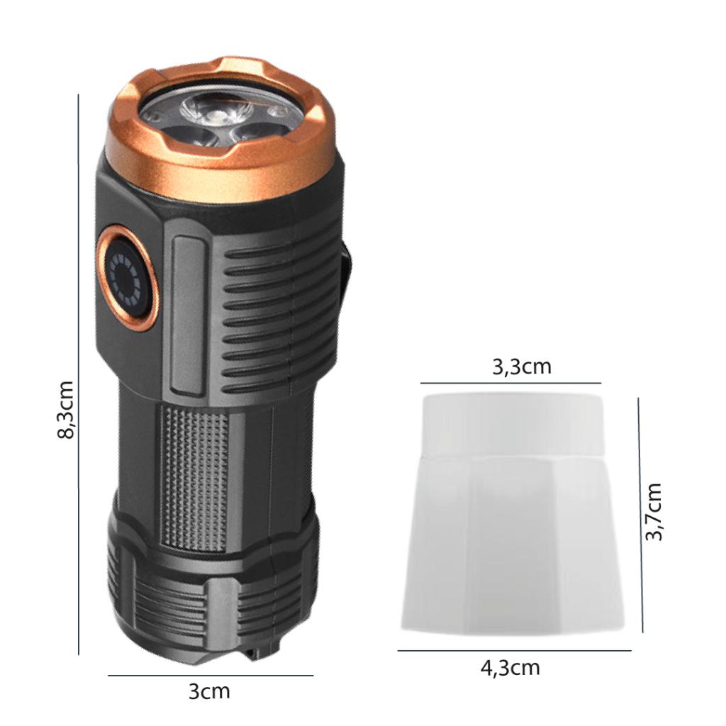 Super Mini Lanterna Lite Tática Branco Frio Bateria 5V C/Carregador USB Portátil Luz Potente