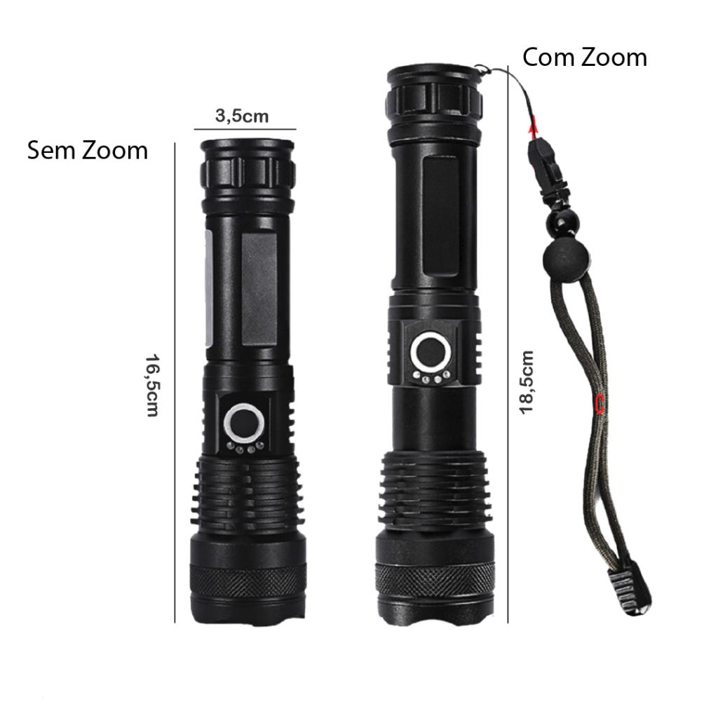 Super Lanterna Titanium LED Tática Militar Recarregável USB ULTRA Potente A Prova Dágua