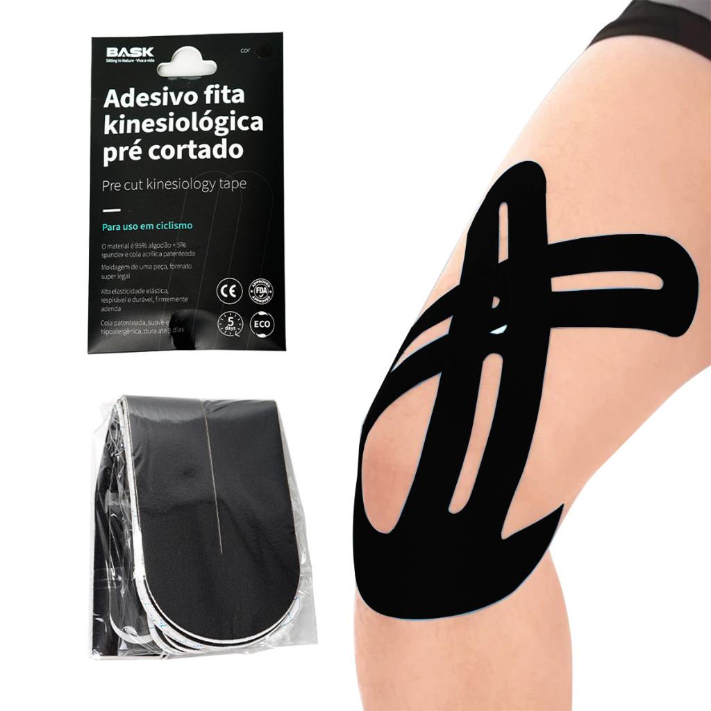 Fita Kinesiológica Bask Adesiva Pré Cortada Bandagem Muscular Fisioterapia Esporte Ciclismo Corrida Atleta