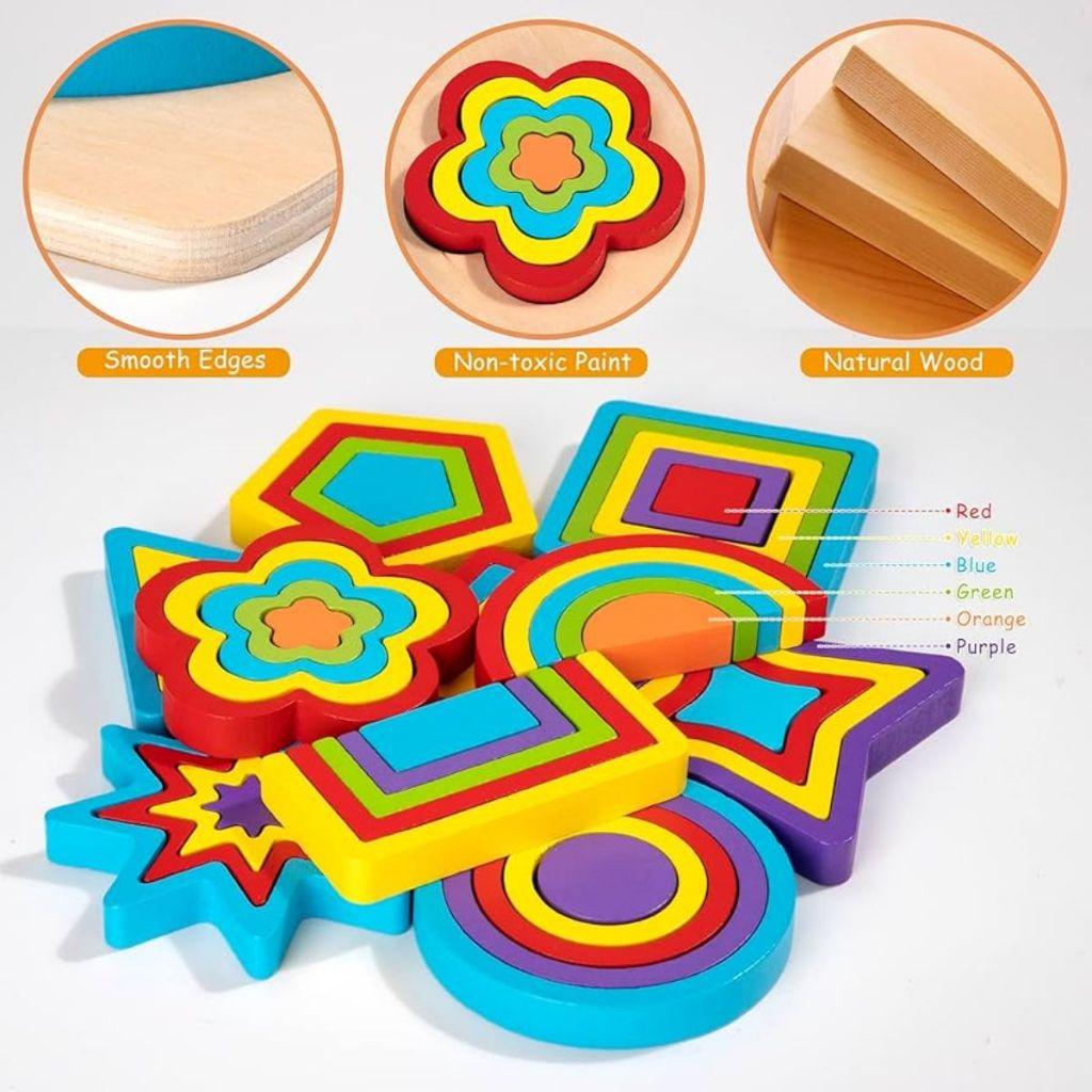 Quebra Cabeça Encaixe Divertido Formas E Cores Geometrico Educativo Mdf Montessori Pedagogico Toymix