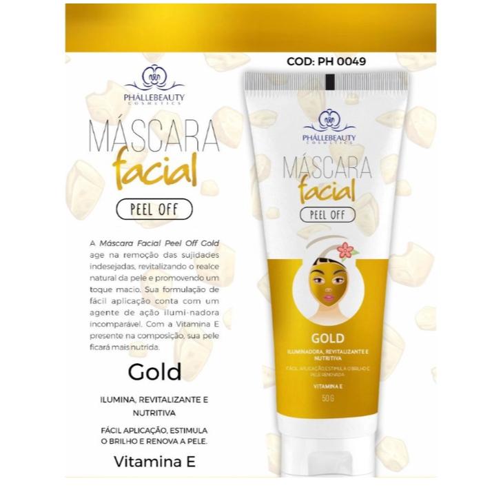 Máscara Facial Peel Off Gold Bisnaga Phállebeauty Ph049