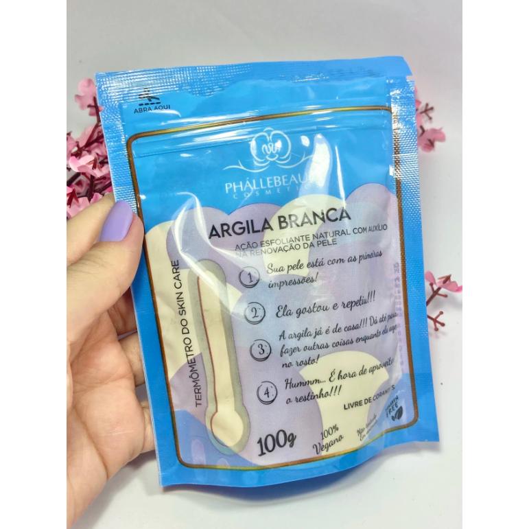Argila Em Pó Branca Phállebeauty 100 Vegano Produto Natural 100g