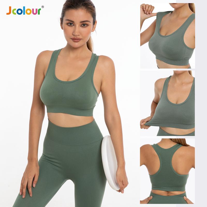 Jcolour Conjunto Top Sutiã Legging Levanta Bumbum Sem Costura Cintura Alta Feminino Academia