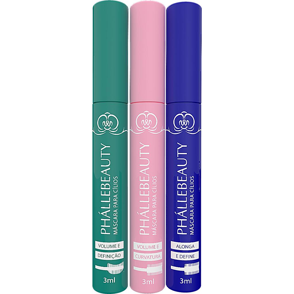 Kit 3 Máscaras Para Cilios Multi Effect Preta Phállebeauty