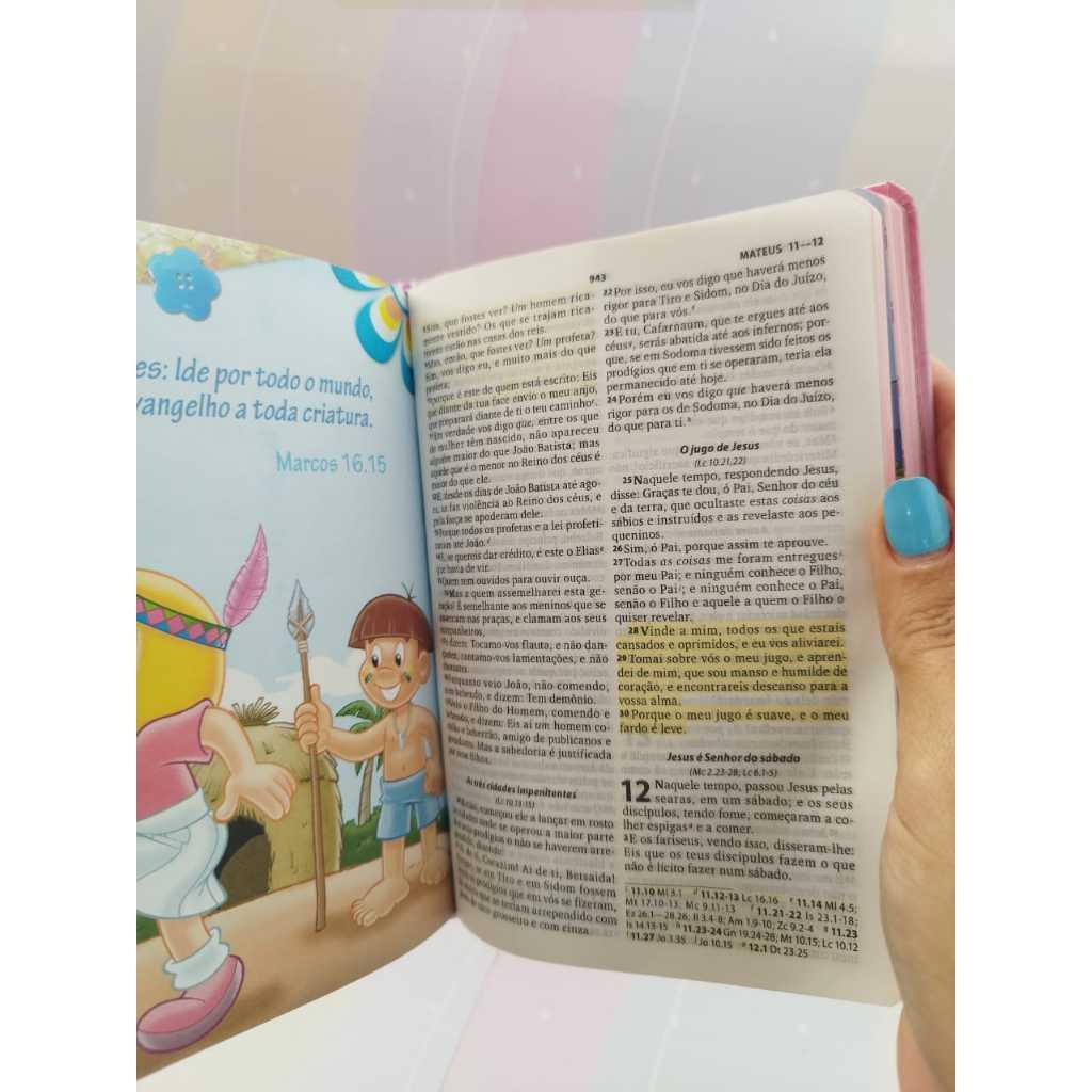 Bíblia Sagrada Infantil Turminha Da Graça Meninas Rosa Capa Dura Almofadada
