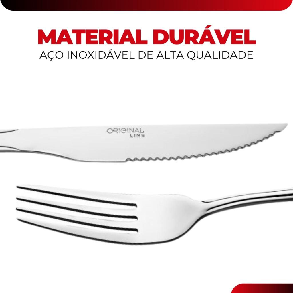Jogo Aço Inox Mesa 24 Peças 12 Garfos 12 Facas Buffet Restaurante Lanchonete Original Line