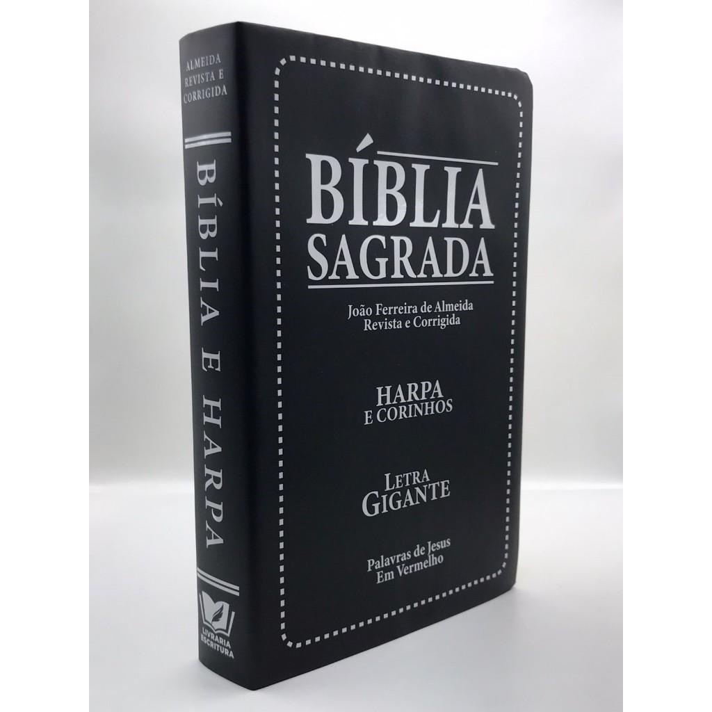 Bíblia Sagrada Tamanho Grande Com Harpa Palavras De Jesus Em Vermelho Capa Dura Papel Preto