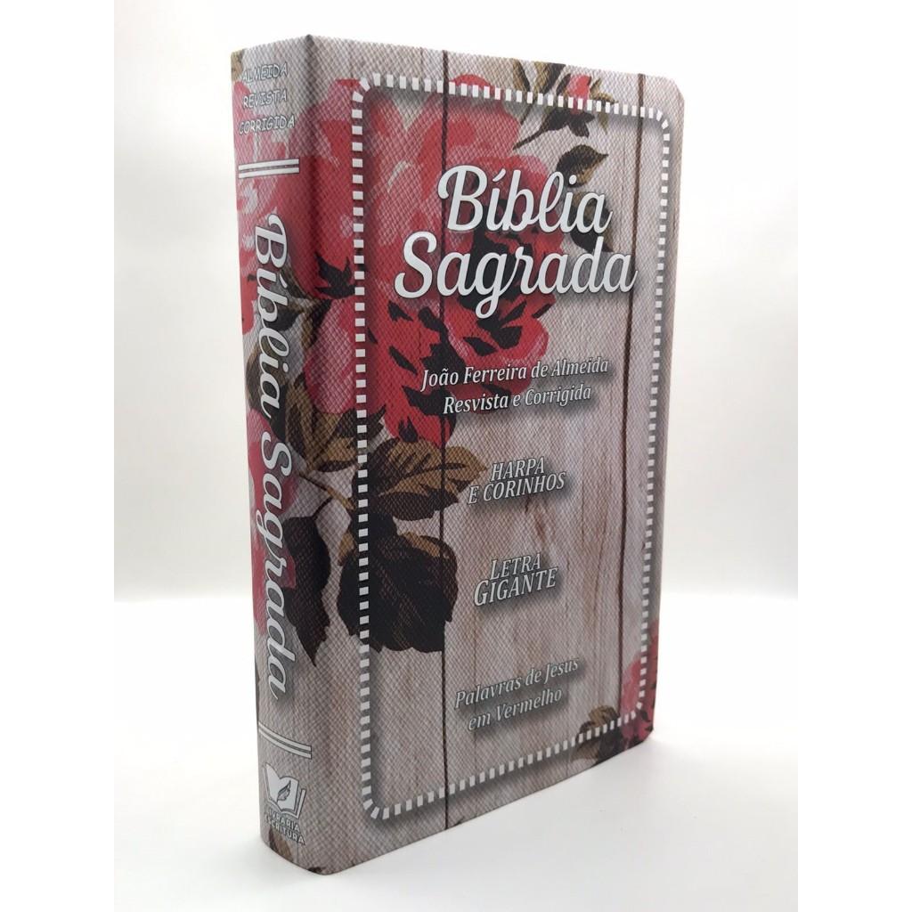 Bíblia Sagrada Tamanho Grande Com Harpa Palavras De Jesus Em Vermelho Capa Papel Romantic