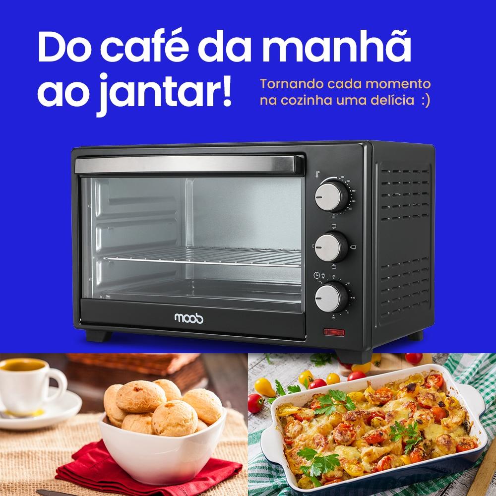 Forno Elétrico Bancada Moob 50 Litros Função Timer Com Luz Interna