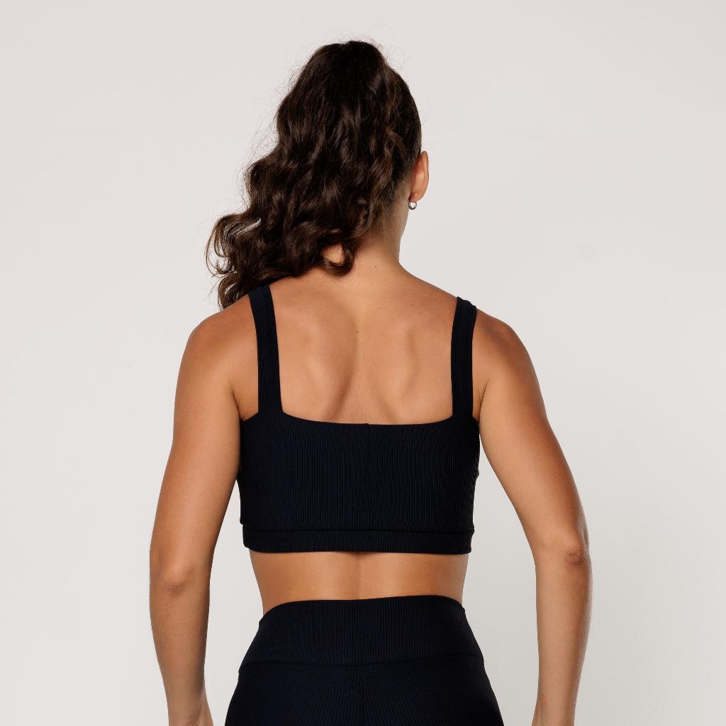 Conjunto Fitness Academia Feminino Top Decote Quadrado Texturizado Calça Legging Canelada Elevate