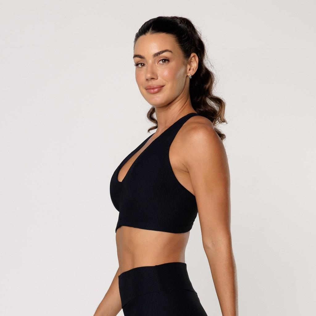 Conjunto Fitness Academia Feminino Top Decote V Texturizado Calça Legging Canelada Elevate
