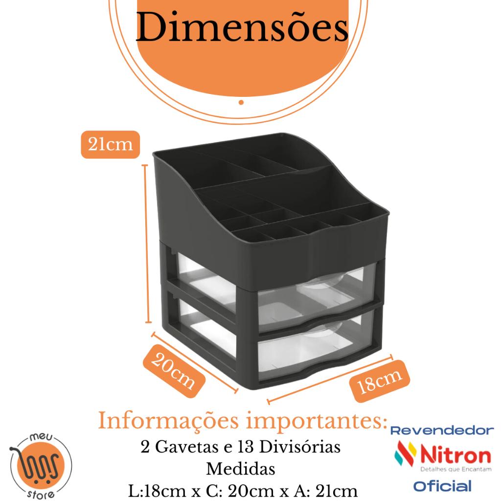 Organizador De Cosmético Porta Maquiagem 2 Gavetas Nitron