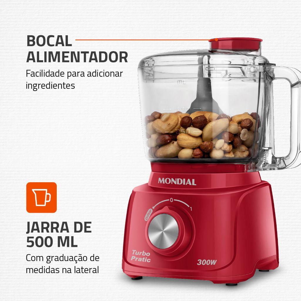 Mini Processador Turbo Pratic Mondial Mp-16-r Vermelho 220V