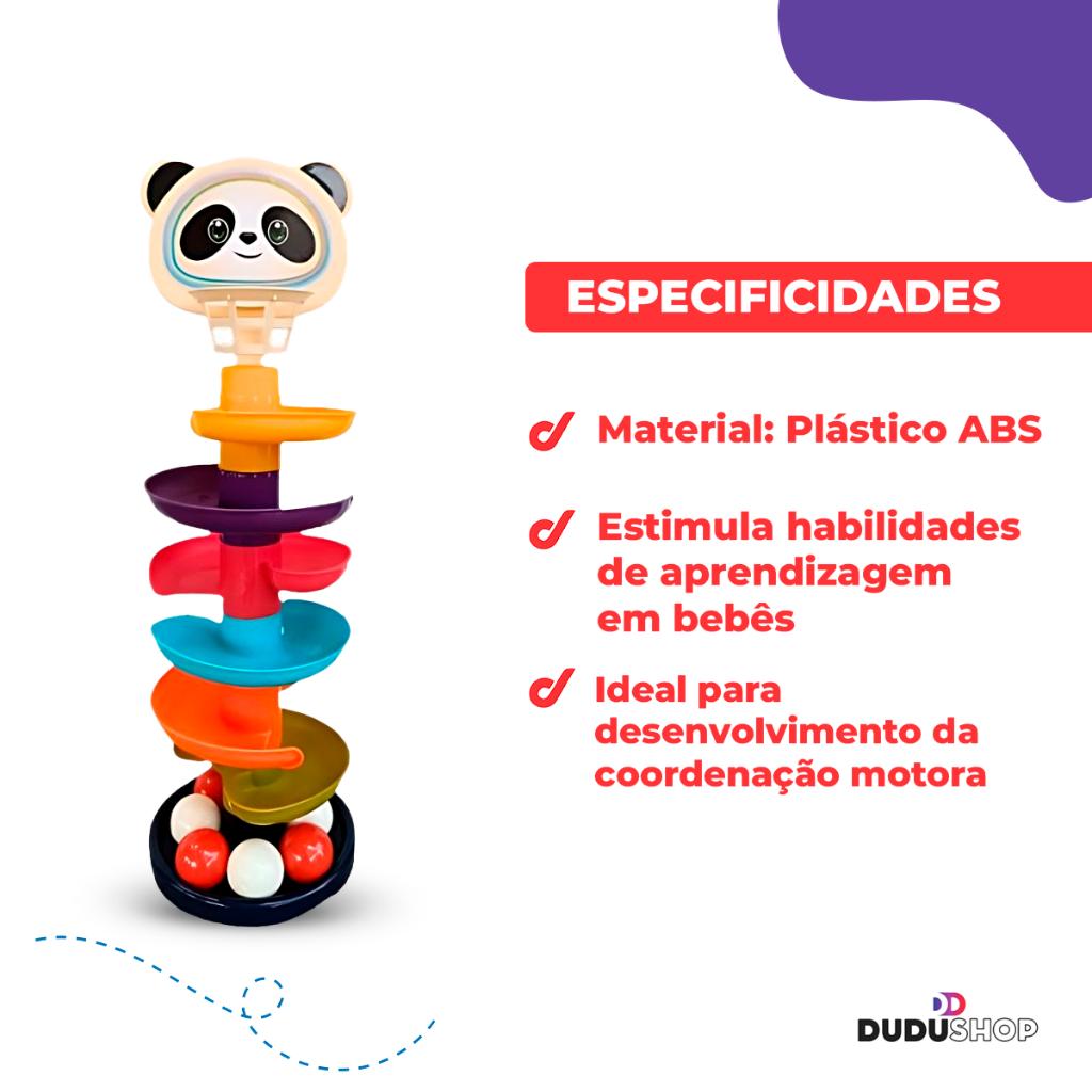 Torre Bolinha Tobogã 7 Voltas Torre Divertida Brinquedo Sensorial Criança Bebês Torre 43cm Presente