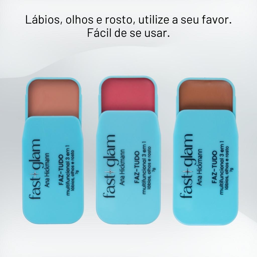 Kit Hidratante Labial Big + Faz Tudo 3 Em 1 + Máscara Cílios De Boneca Fast Glam Ana Hickmann