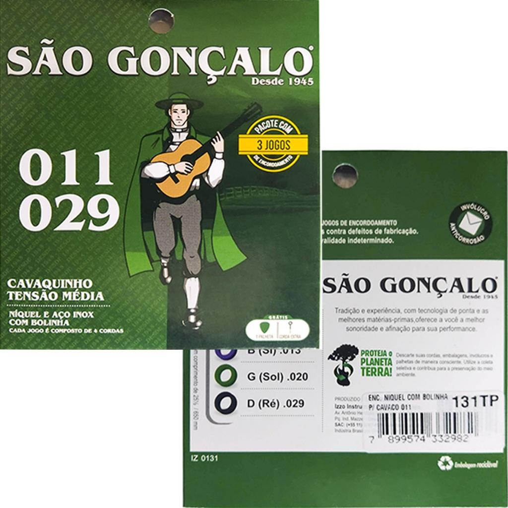 Kit 3 Encordoamento São Gonçalo Cordas P/Cavaco Com Bolinha