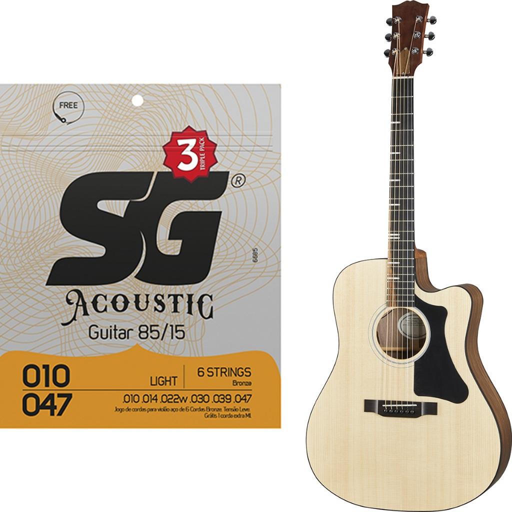 Kit 3 Encordoamento Sg Violão Aço Triple Pack 010 Bronze 85/15 - Light