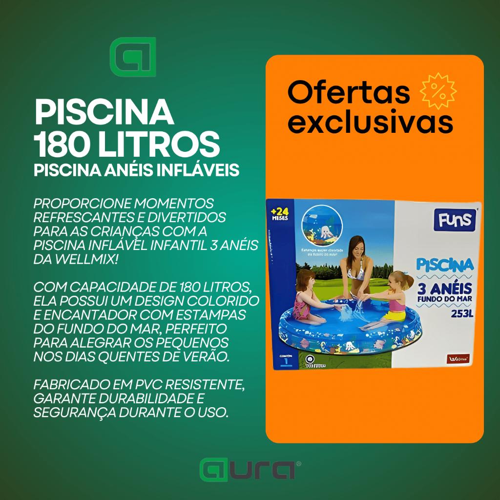 Piscina Infantil Inflável 180 E 100 Litros Colorida Peixes Praia Verão Fundo Do Mar