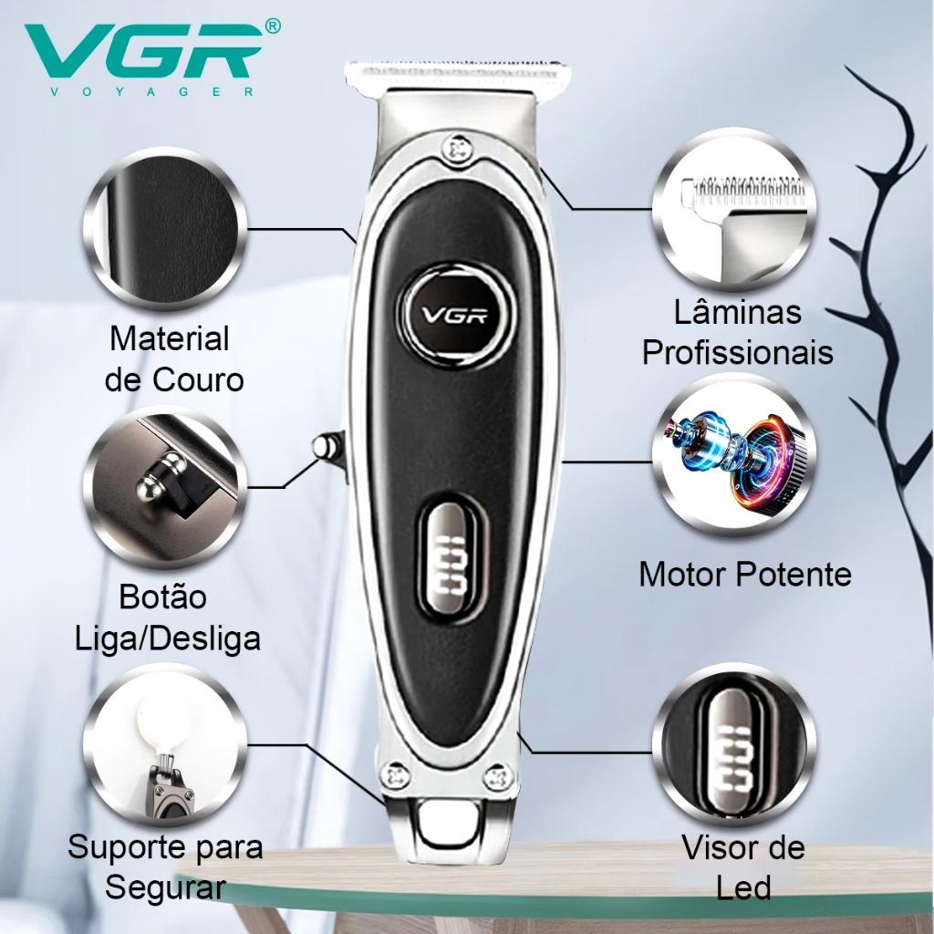Maquina De Cortar De Cabelo Barbeador Profissional Visor De LED Bateria 800mah 7.000rpm USB