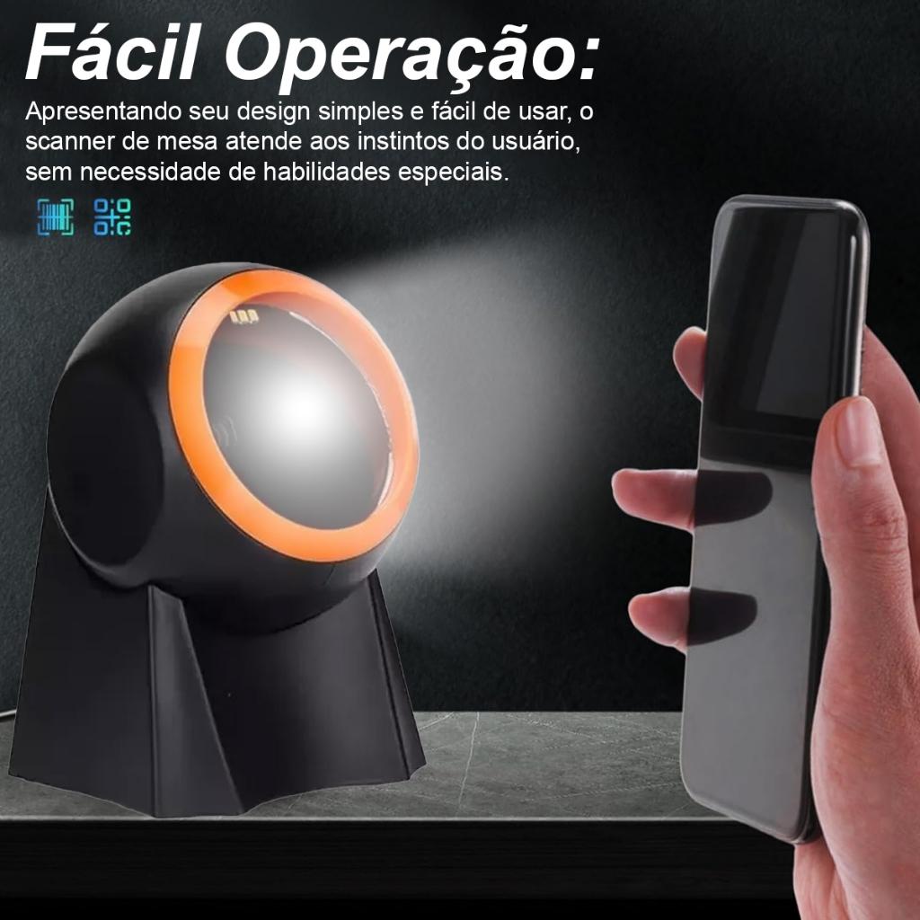 Leitor De Código De Barras Fixo Portátil Super Mercado Ifood Qr Code 1D E 2D Com Sensor Automático