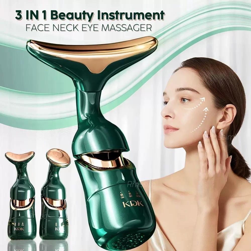 Massageador Facial E Cervical Com - 3 Luzes Terapêuticas Anti-rugas Vibração Rejuvenescedora-n7