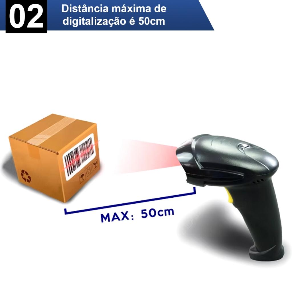 Leitor Sem Fio Scanner De Código De Barras 1D Com Sensor Automático Wireless USB 2.4ghz