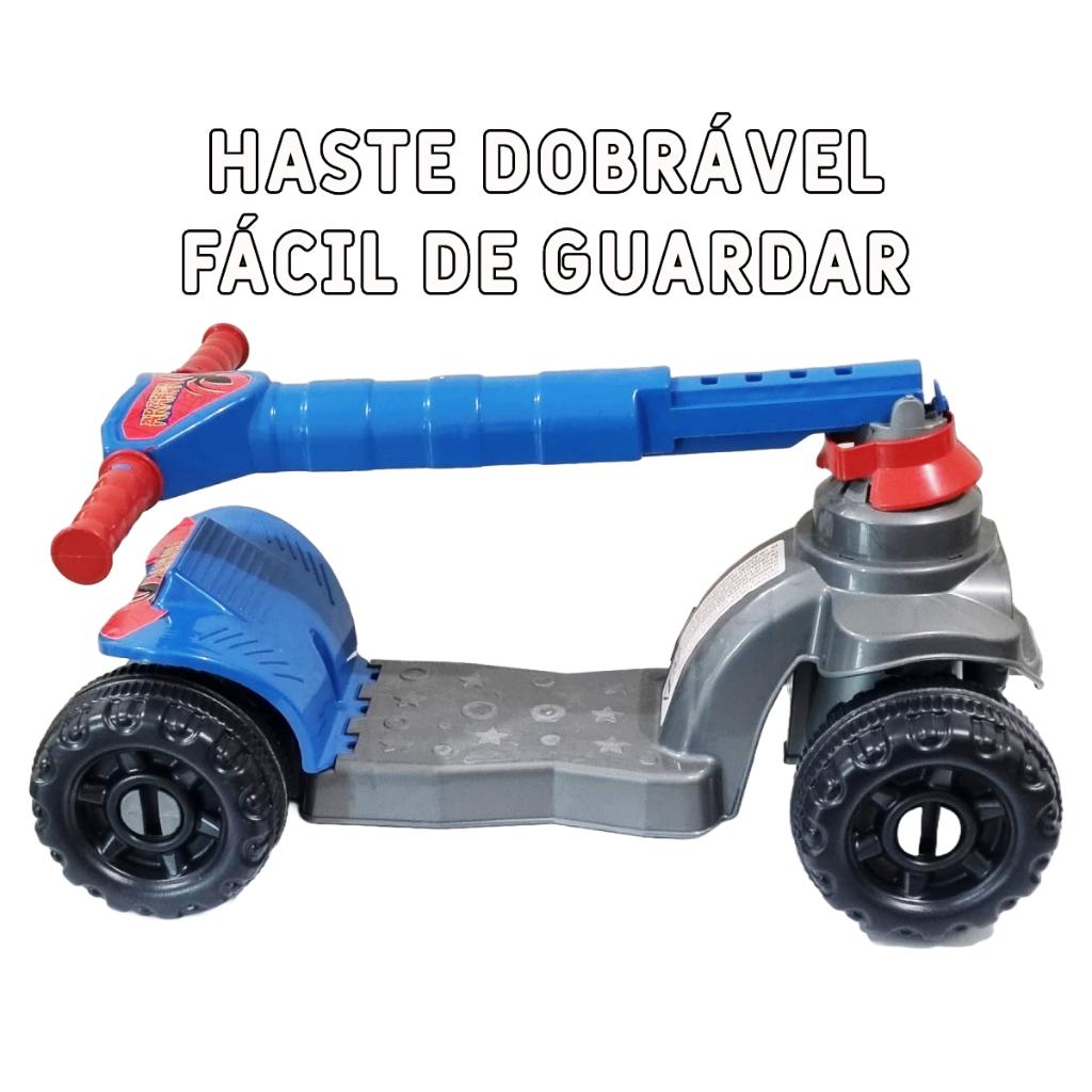 Patinete Infantil 4 Rodas Aranha - 2 A 5 Anos - 64cm Alt - 4 Regulagens Altura - Dobrável Inmetro - Queen Shop
