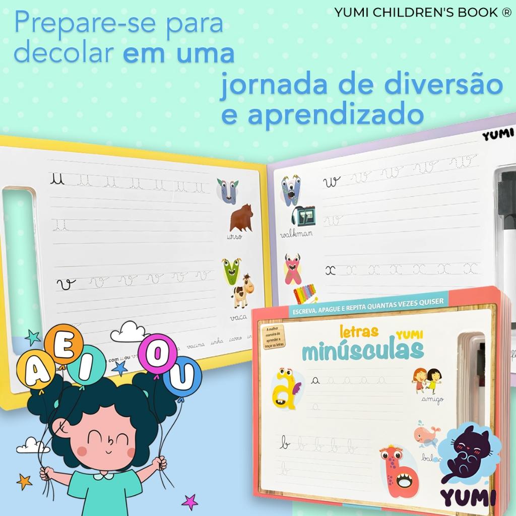 Coleção Alfabetização - Livro Caderno De Caligrafia Infantil Com Caneta Magica Apagável + De 40 Atividades Folhas Duras