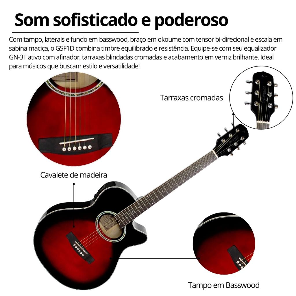 Violão Elétrico Giannini Gsf1d Com Afinador + Kit Acessórios