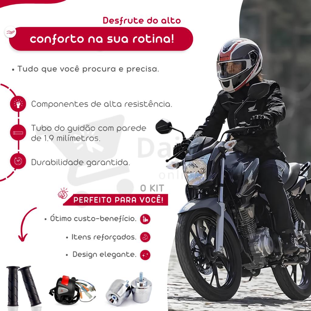 Kit Guidão Cg Cargo + Punho Cb 500 + Peso Pcx + Manopla Riscadinha