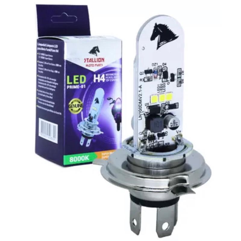 Lâmpada Moto H4 Super LED Efeito Xenon 8000k Titan 125/150/160/cb 300/xre 190/fazer/lander
