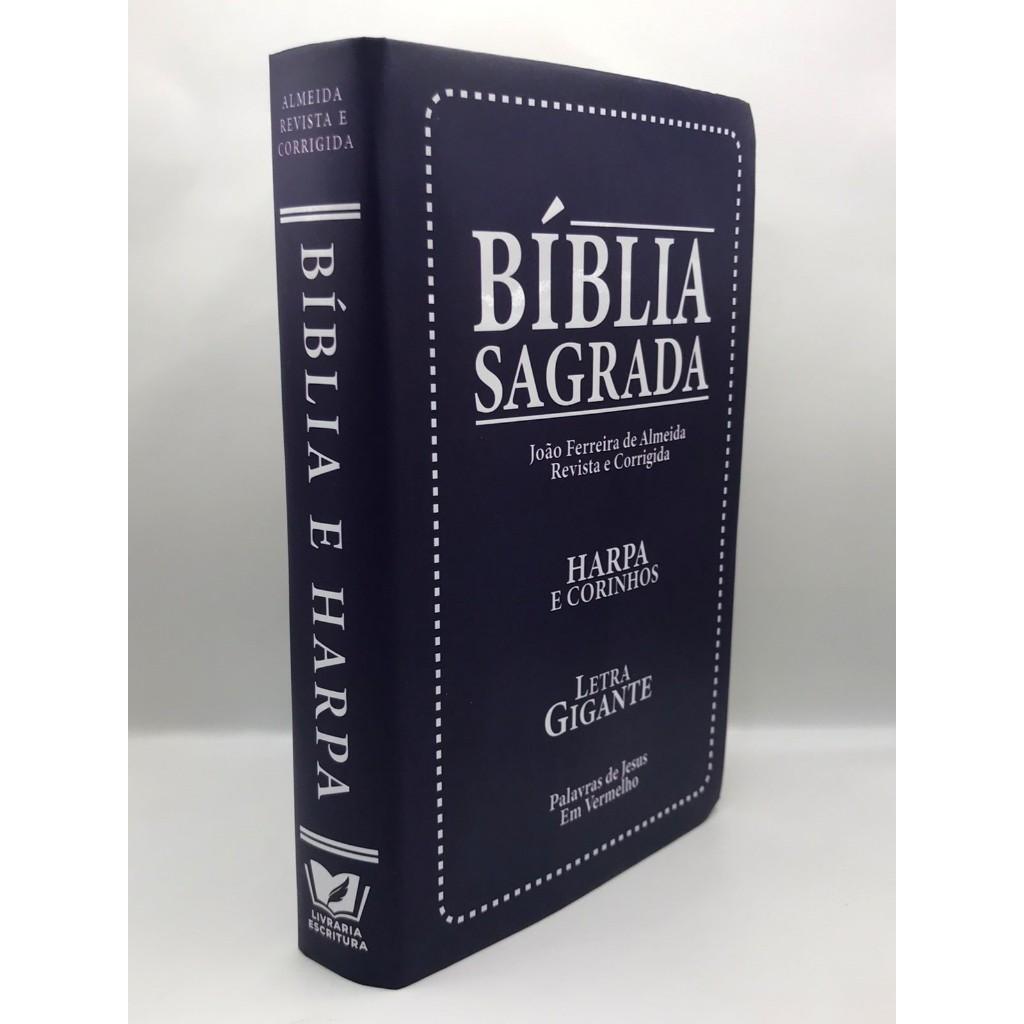 Kit Casal Bíblia Sagrada Tamanho Grande Com Harpa Palavras De Jesus Em Vermelho Capa Papel Laminado