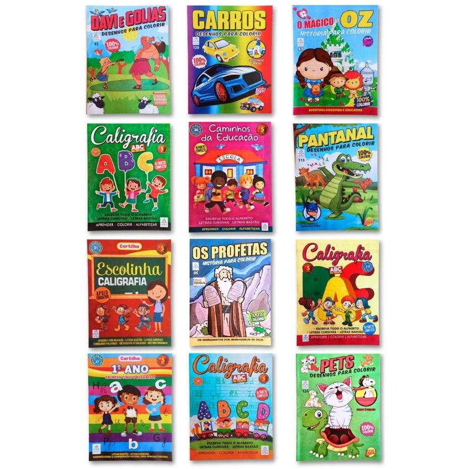 25 Kit Revistas Livrinhos Colorir Desenho Cor Infantil Atividades Pintar Lembrancinha Festa Prenda
