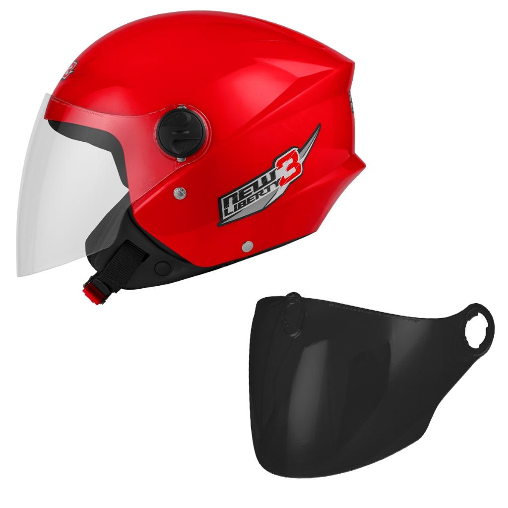 Capacete Moto Aberto New Liberty 3 PRO Tork + Viseira Fumê Em Abs Peças Acessórios Para Moto