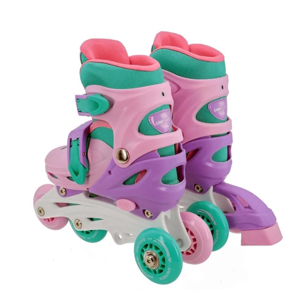 Patins Infantil Inline E Triline + Kit Proteção Completo Turma Da Aventura - Unitoys
