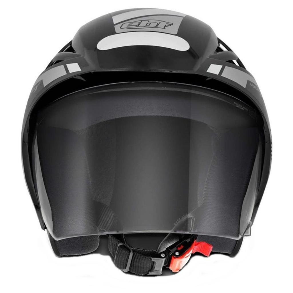 Capacete Aberto Ebf Thunder Open Modelo Force Preto Prata