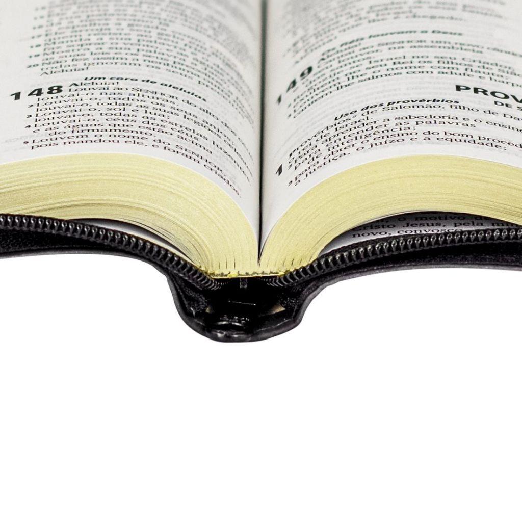 Bíblia Sagrada Ara Letra Grande Zíper Preta