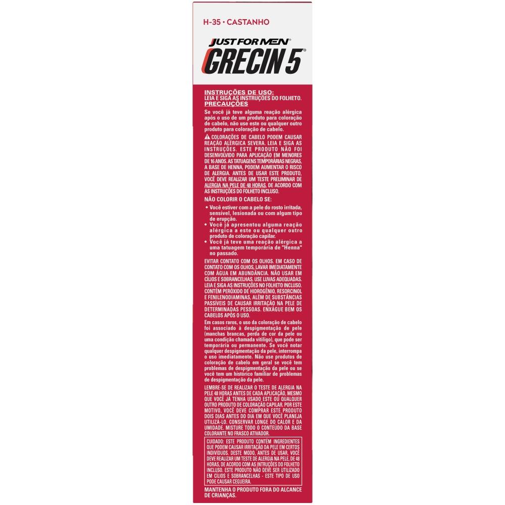 Grecin 5 Shampoo Tintura Tonalizante Castanho H-35 60ml - Cobre Os Cabelos Grisalhos Em 5 Minutos