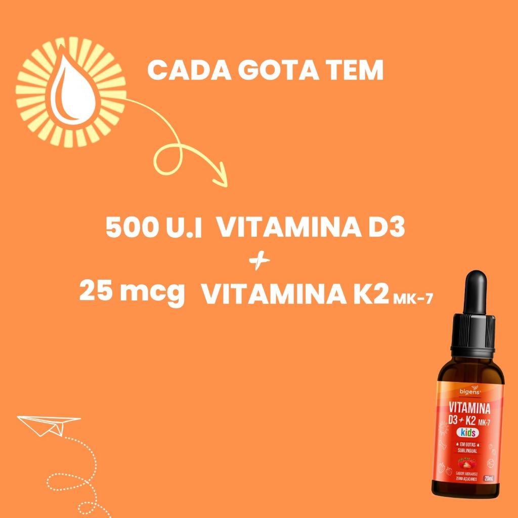 Bigens Vitamina D3+k2 MK7 Frutas Vermelhas 20ML Biogens