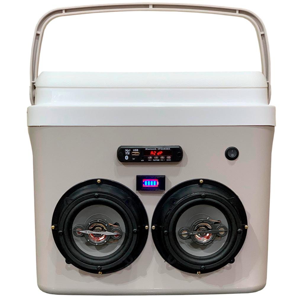 Caixa Termica 32l Cooler Tampa Alça Som Bluetooth USB - Cores Vermelho Azul Bege Cinza