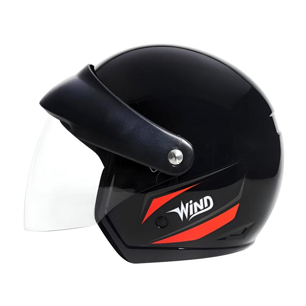 Capacete Taurus Aberto Wind Visor Preto Brilhante E Vermelho Com Viseira Acoplada