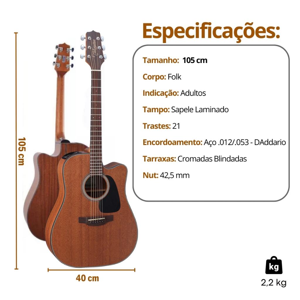 Kit Violao Takamine Folk Elétrico Gd11mce Mgs + Capa Correia Capotraste Cabo