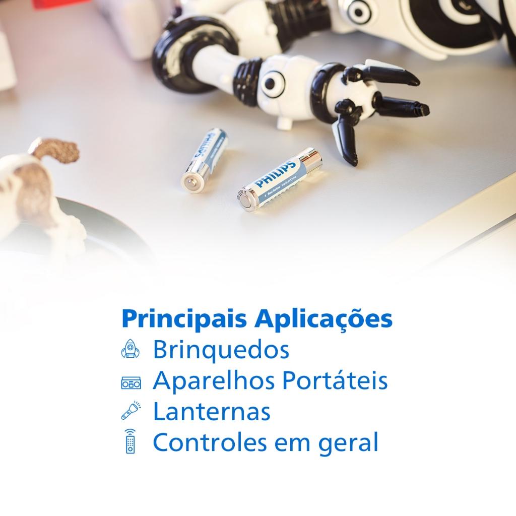Pilha Alcalina Aaa Philips Bateria 3A Palito 24 Unidades