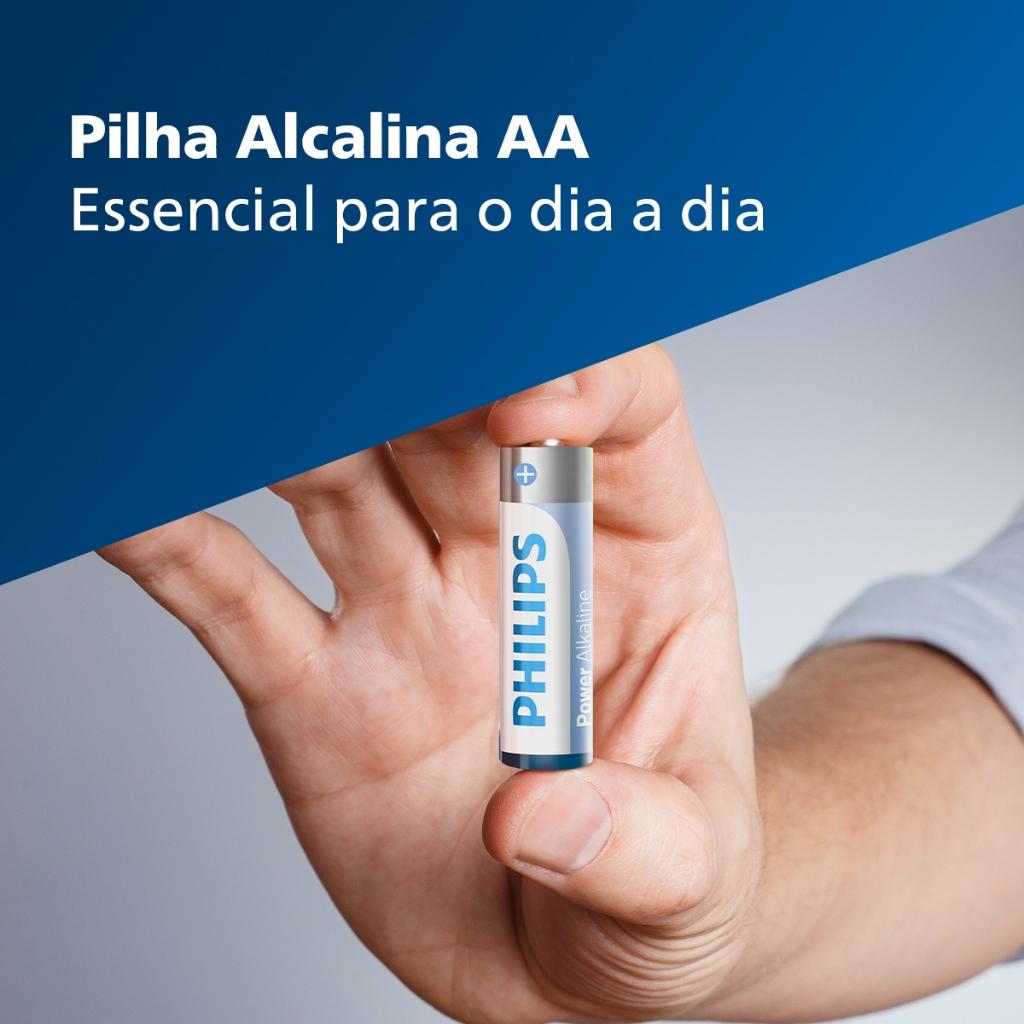 Pilha Alcalina Aa Philips Bateria 2A Pequena 16 Unidades