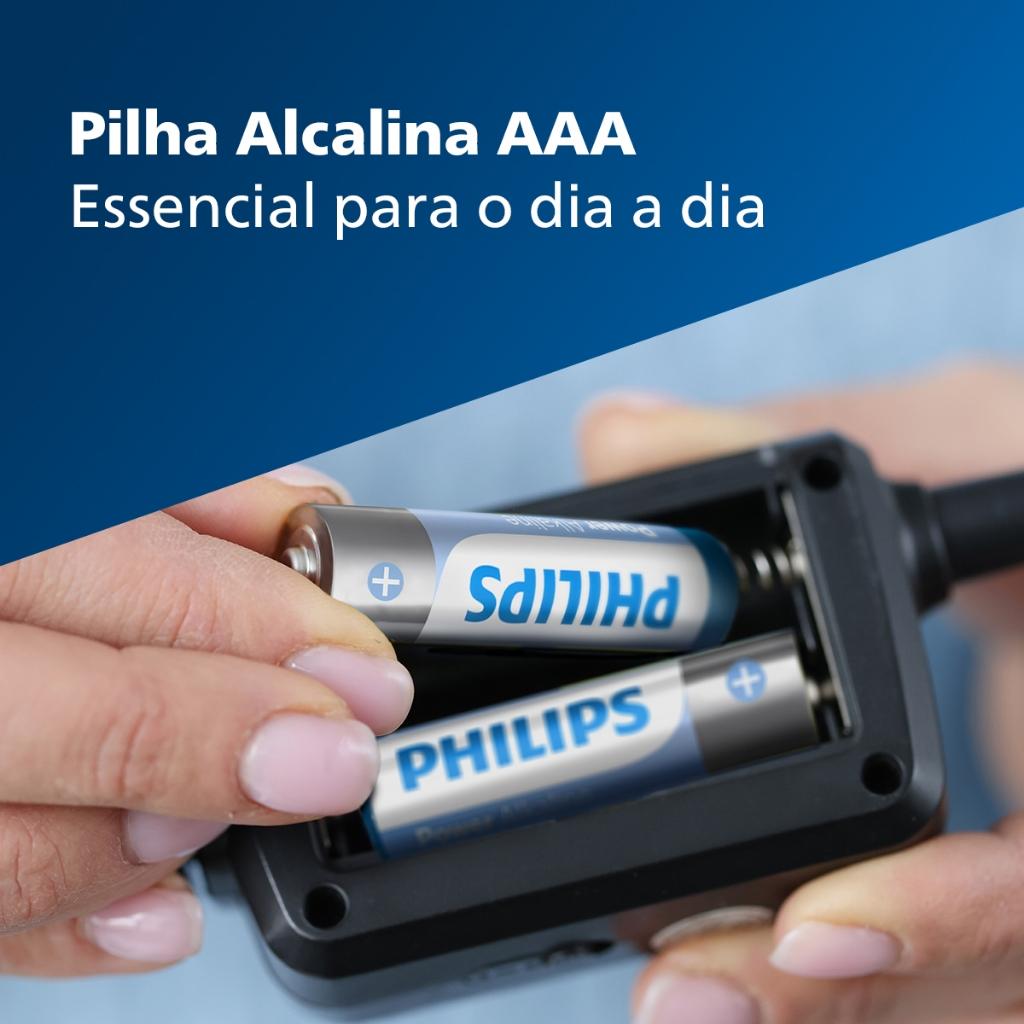 Pilha Alcalina Aaa Philips Bateria 3A Palito 16 Unidades