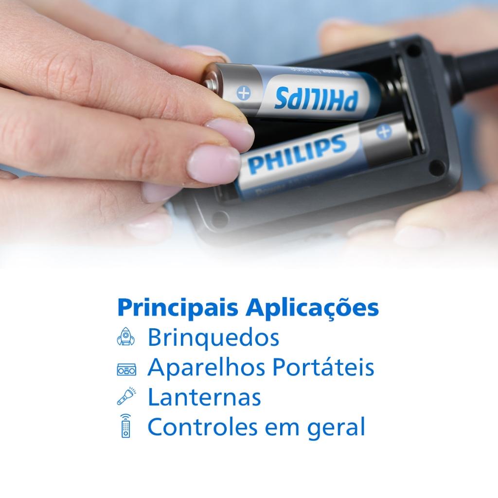 Pilha Alcalina Aa Philips Bateria 2A Pequena Kit 24 Unidades