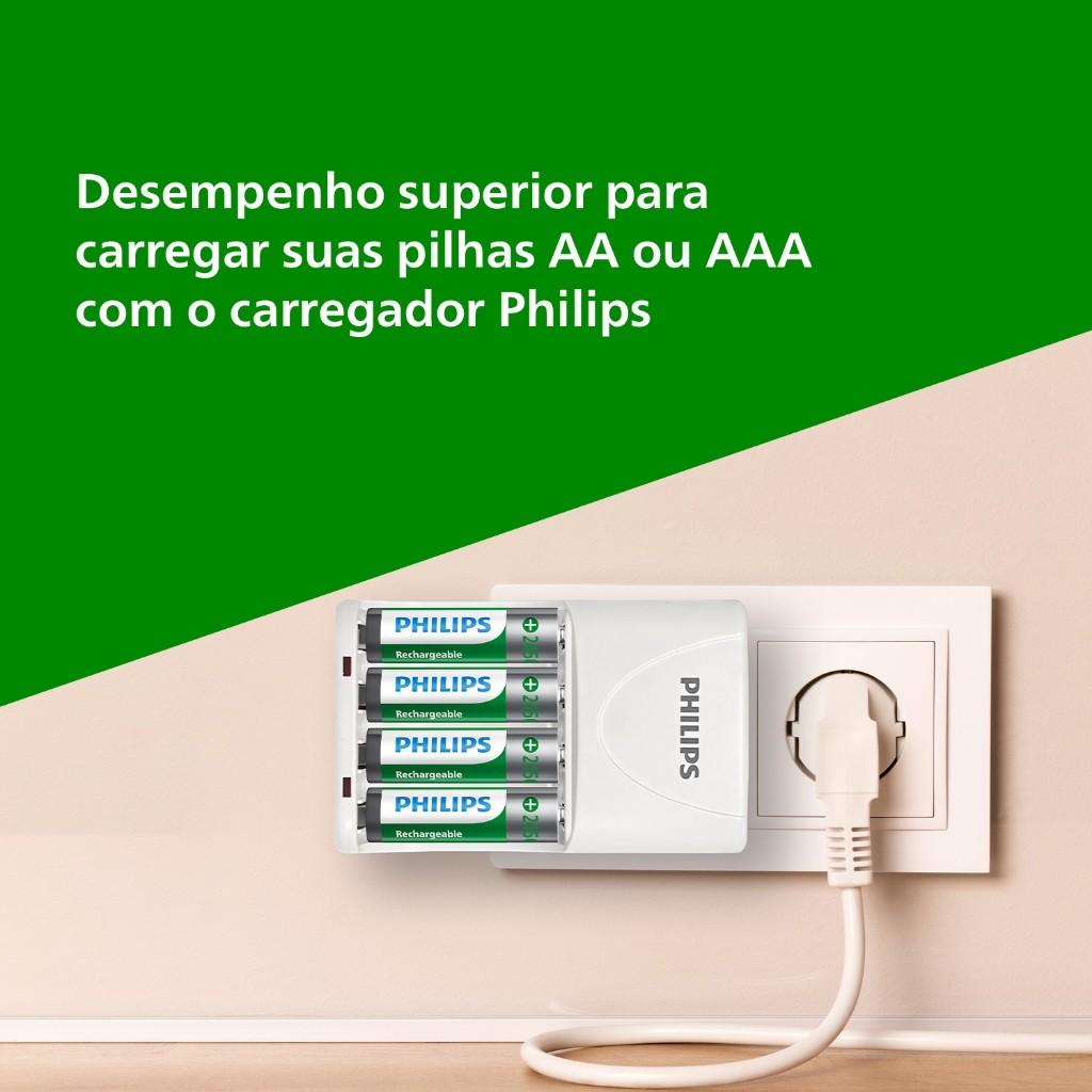 Carregador E 04 Pilha Aa 2450mah Philips Recarregavel 2A Pequena 1 Unidade