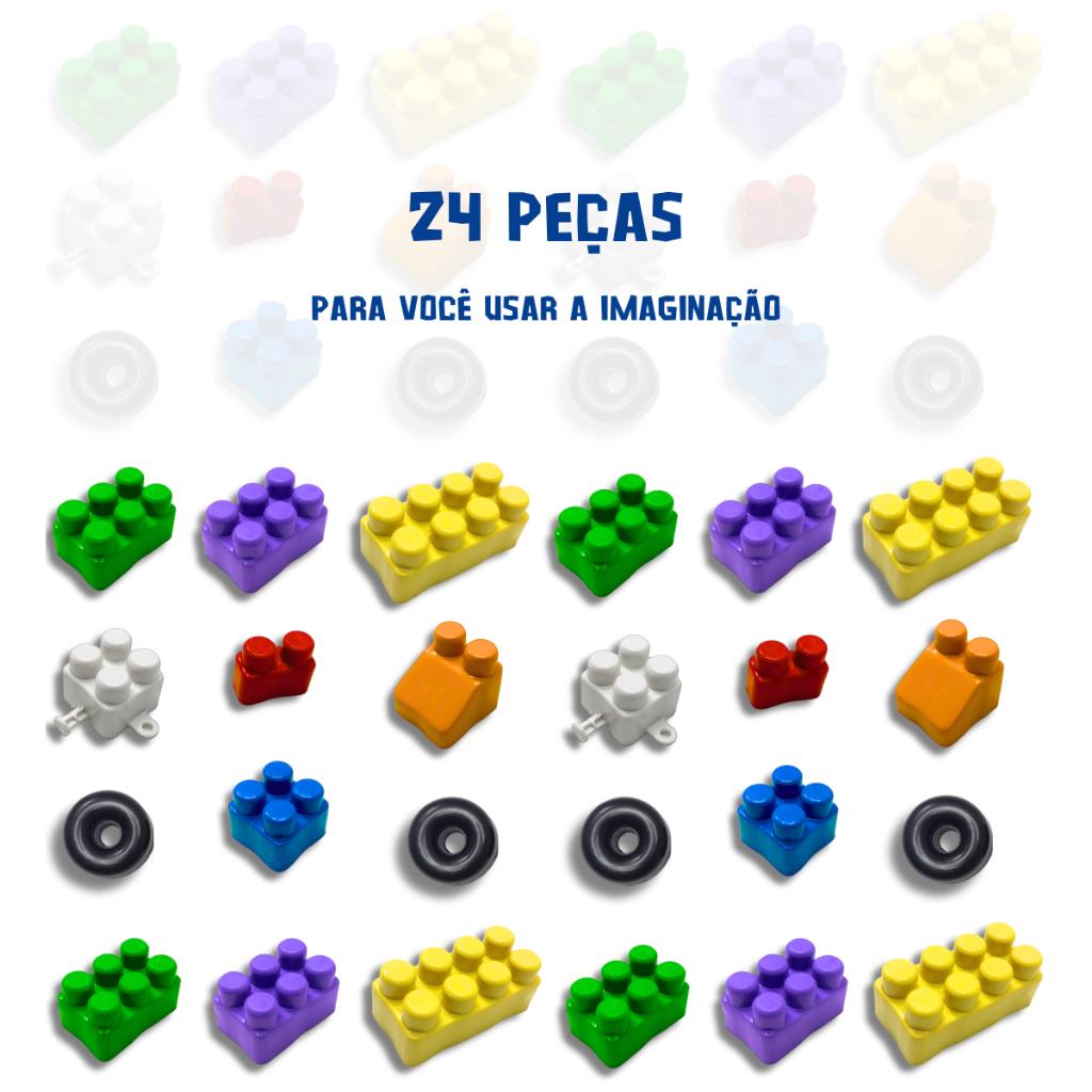 Bloco De Montar 24 Peças Com Rodinha Brinquedo De Encaixar Didático Educativo Oferta Lembrancinha